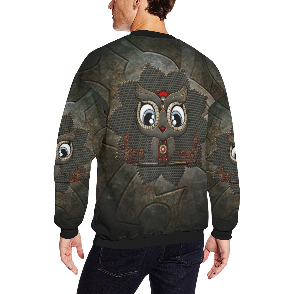 Funny steampunk owl Men's Oversized Fleece Crew Sweatshirt (Model H18)