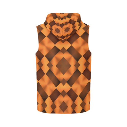Geometric Pattern in Warm Tones All Over Print Sleeveless Zip Up Hoodie for Men (Model H16)
