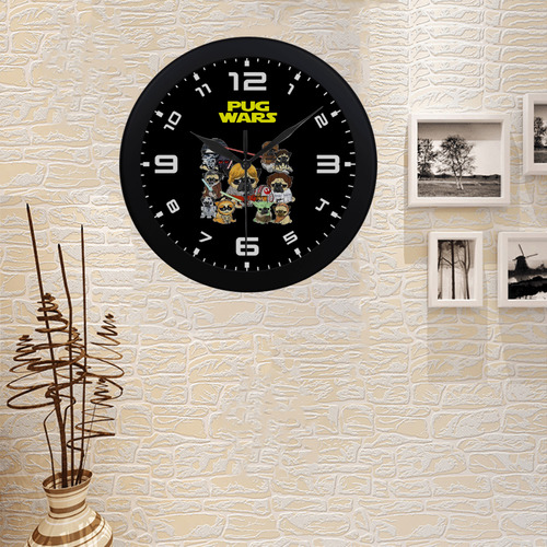 Pug Wars Circular Plastic Wall clock