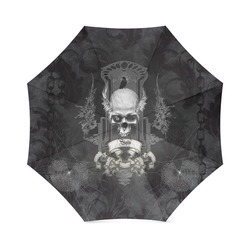 Skull with crow in black and white Foldable Umbrella (Model U01)