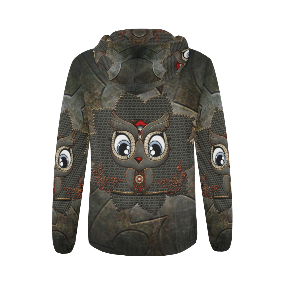 Funny steampunk owl All Over Print Full Zip Hoodie for Women (Model H14)
