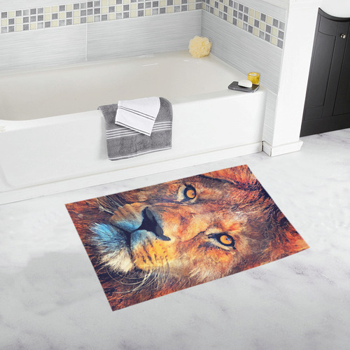 lion art #lion #animals #cat Bath Rug 20''x 32''