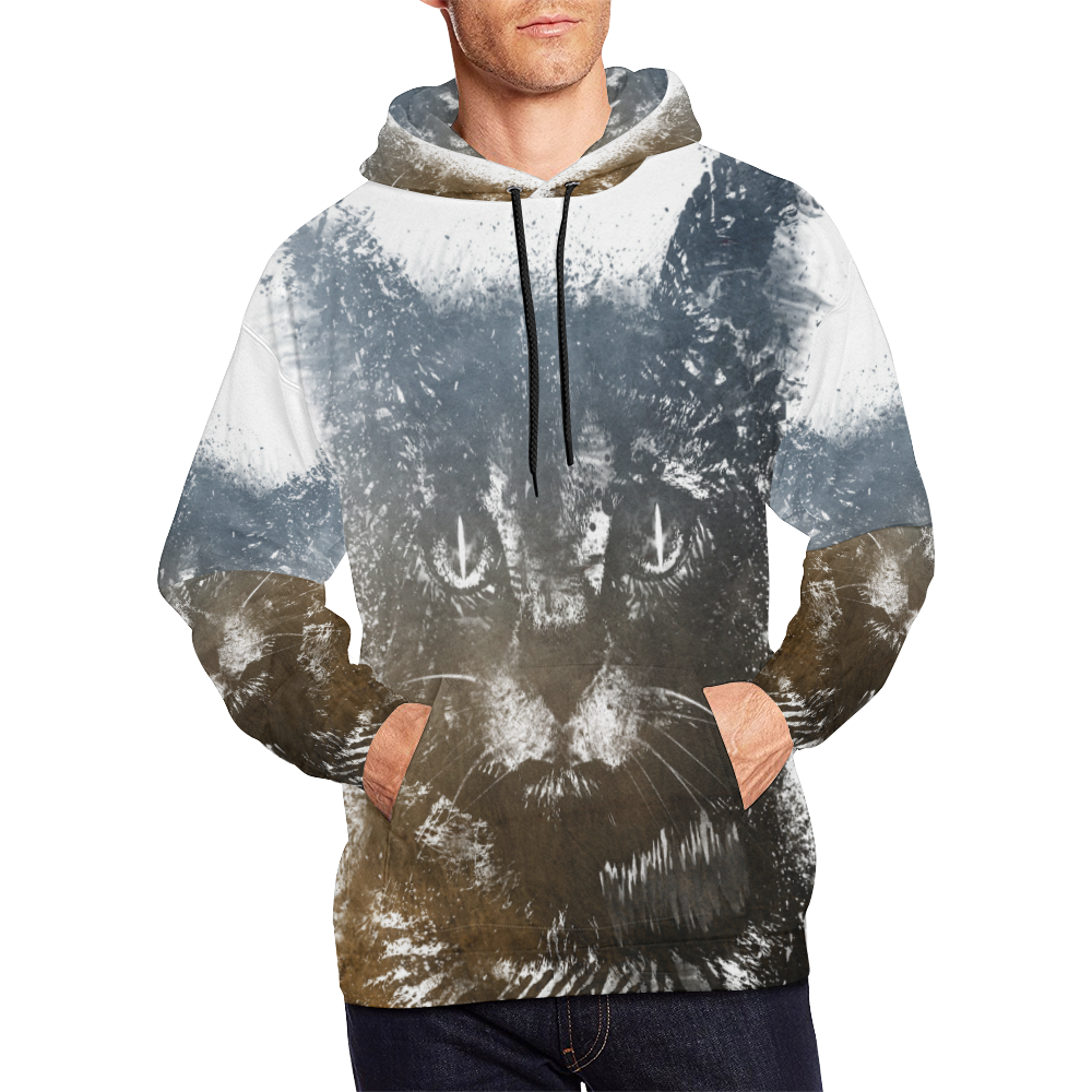 cat #cat #cats #kitty All Over Print Hoodie for Men/Large Size (USA Size) (Model H13)