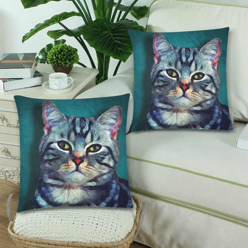 cat Bella #cat #cats #kitty Custom Zippered Pillow Cases 18"x 18" (Twin Sides) (Set of 2)
