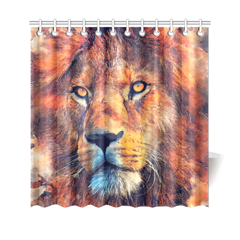 lion art #lion #animals #cat Shower Curtain 69"x70"