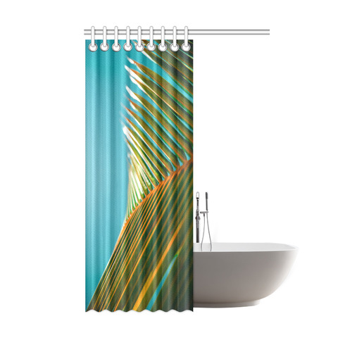 Plant leaves in orange and green with blue skies Shower Curtain 48"x72"