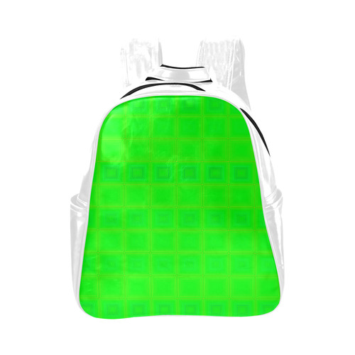 Green yellow multicolored multiple squares Multi-Pockets Backpack (Model 1636)