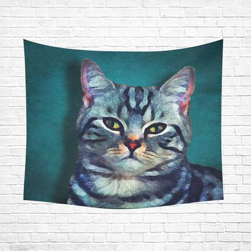 cat Bella #cat #cats #kitty Cotton Linen Wall Tapestry 60"x 51"