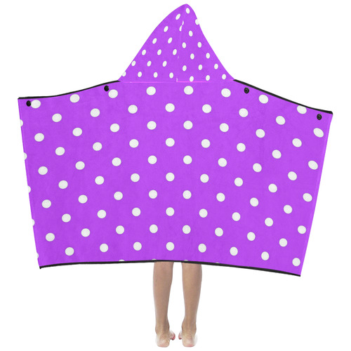Royal Purple White Dots Kids' Hooded Bath Towels
