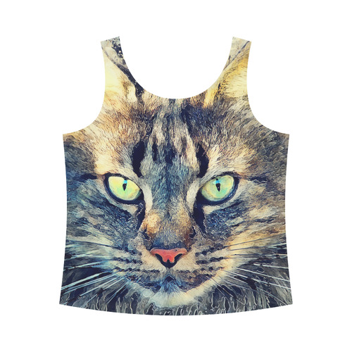cat Simba All Over Print Tank Top for Women (Model T43)
