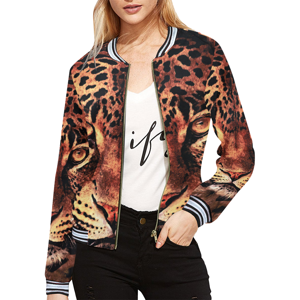 gepard leopard #gepard #leopard #cat All Over Print Bomber Jacket for Women (Model H21)