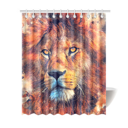 lion art #lion #animals #cat Shower Curtain 69"x84"