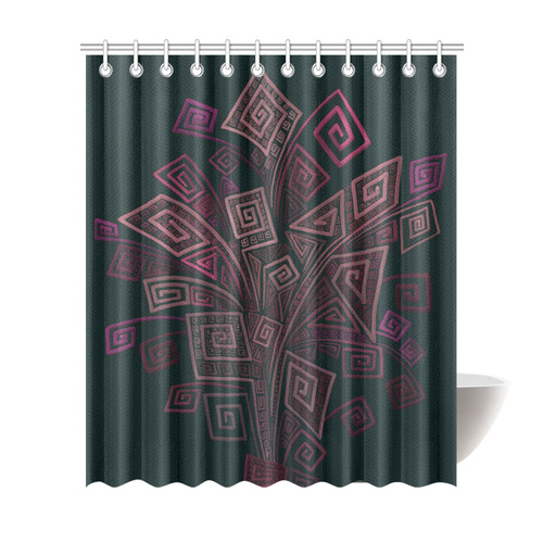 Psychedelic 3D Square Spirals - pink and orange Shower Curtain 72"x84"