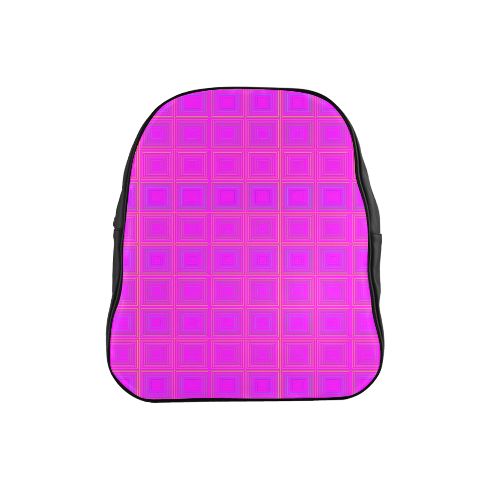 Pink golden multicolored multiple squares School Backpack (Model 1601)(Small)