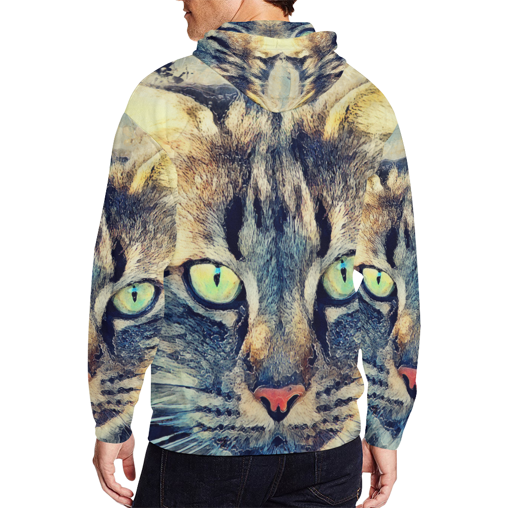 cat Simba All Over Print Full Zip Hoodie for Men/Large Size (Model H14)