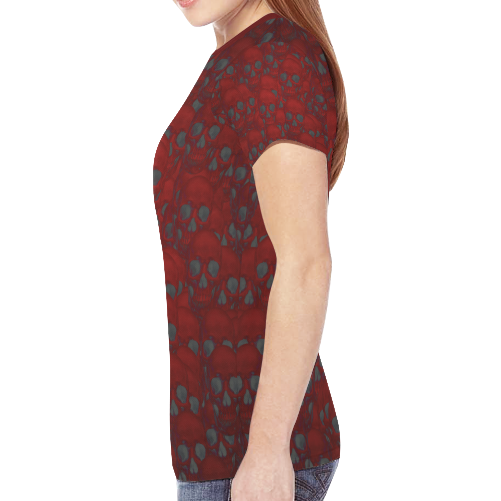 Red Skull wall New All Over Print T-shirt for Women (Model T45)