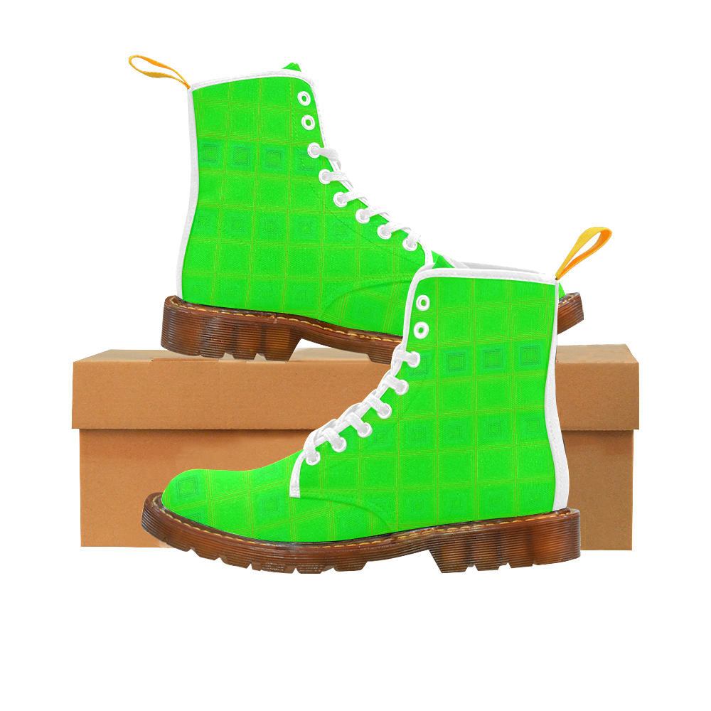 Green yellow multicolored multiple squares Martin Boots For Women Model 1203H