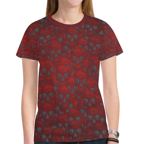 Red Skull wall New All Over Print T-shirt for Women (Model T45)