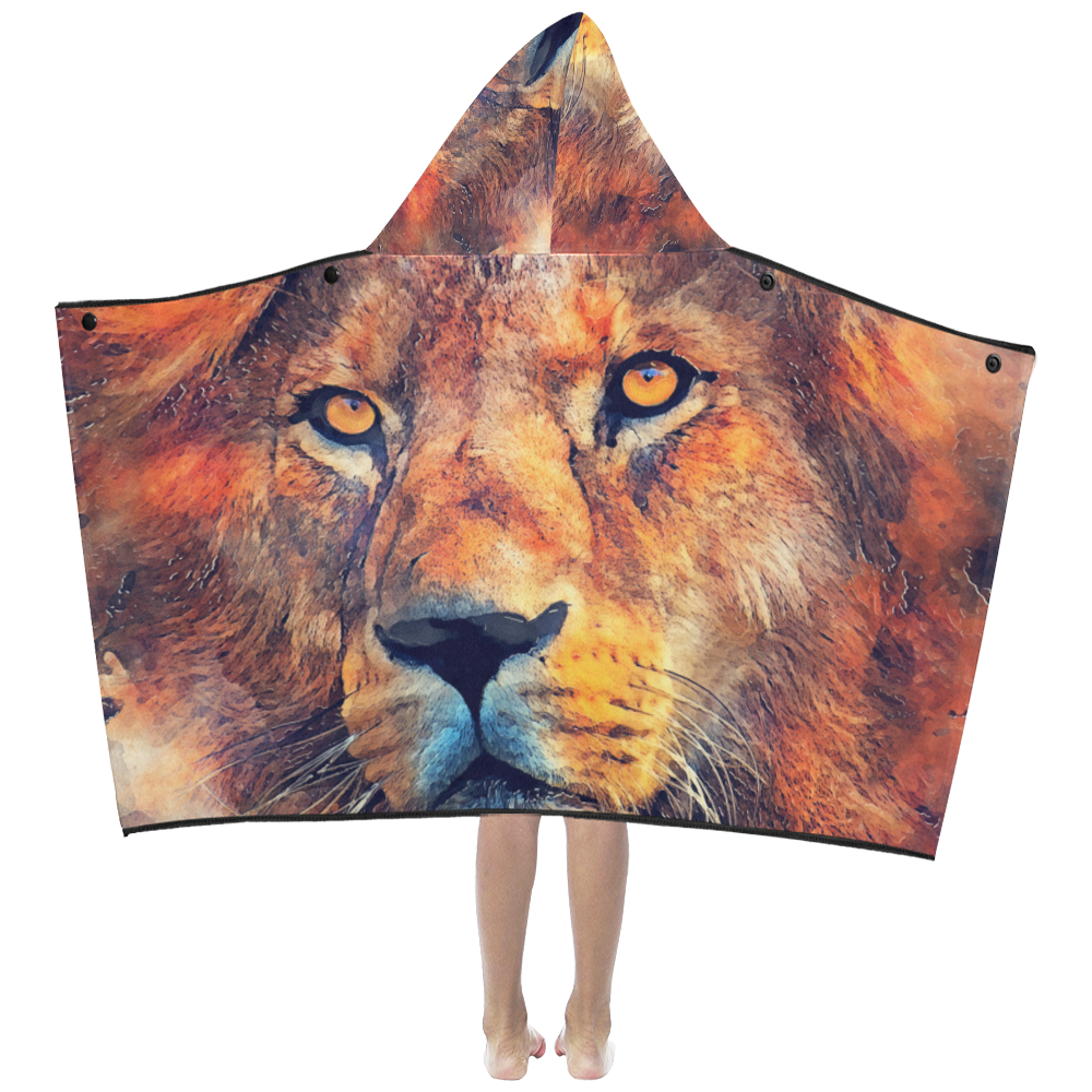 lion art #lion #animals #cat Kids' Hooded Bath Towels