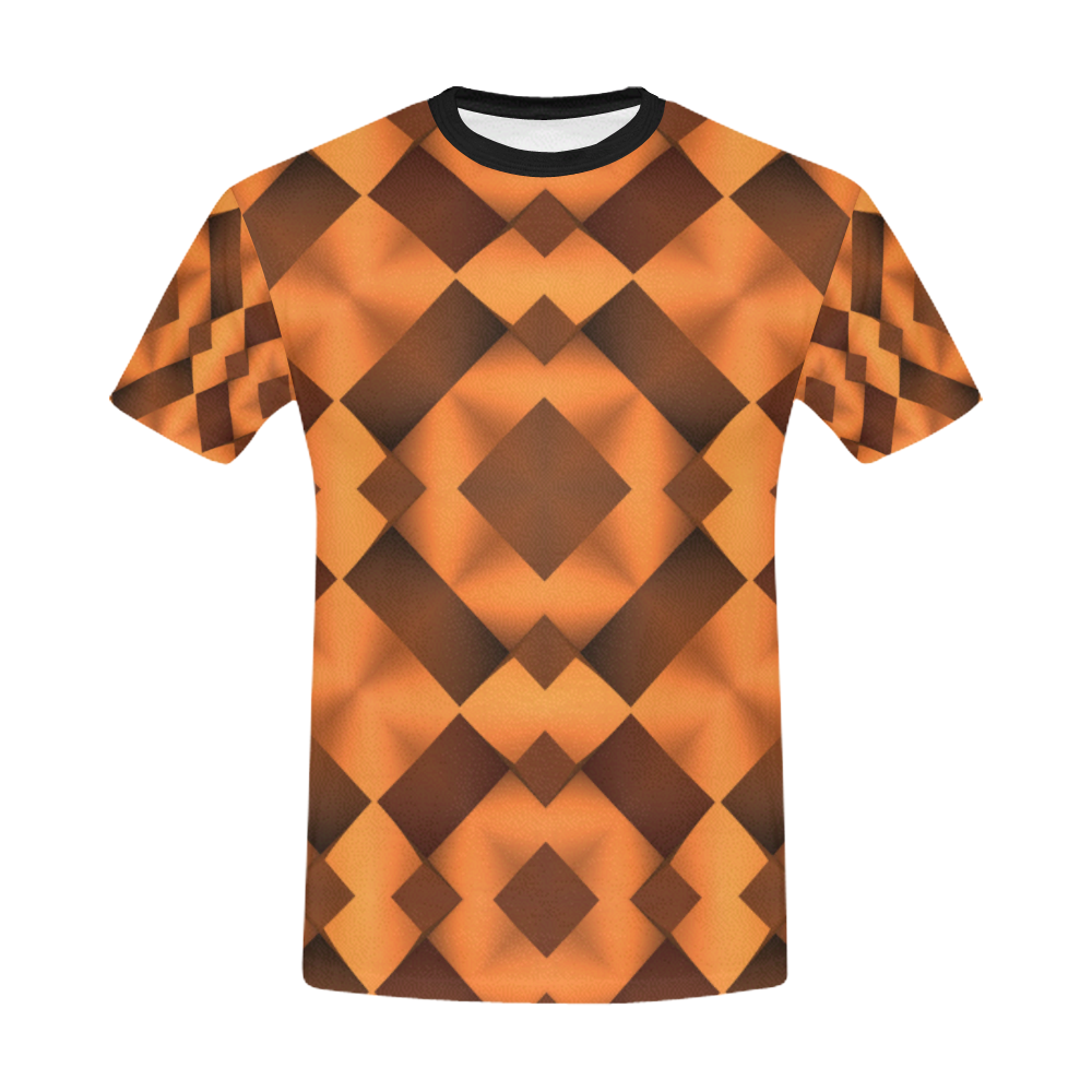 Geometric Pattern in Warm Tones All Over Print T-Shirt for Men/Large Size (USA Size) Model T40)