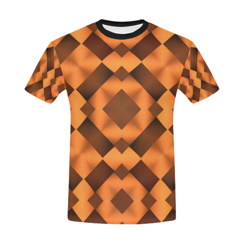 Geometric Pattern in Warm Tones All Over Print T-Shirt for Men/Large Size (USA Size) Model T40)