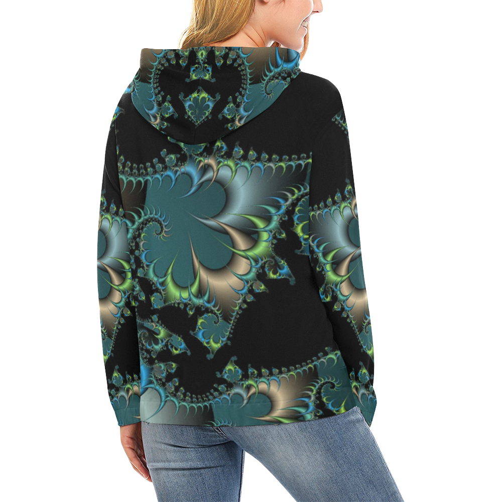 Fractal Attraction Elegant Hoodie All Over Print Hoodie for Women (USA Size) (Model H13)