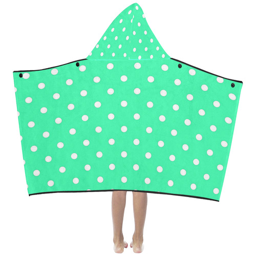 Mint Green White Dots Kids' Hooded Bath Towels
