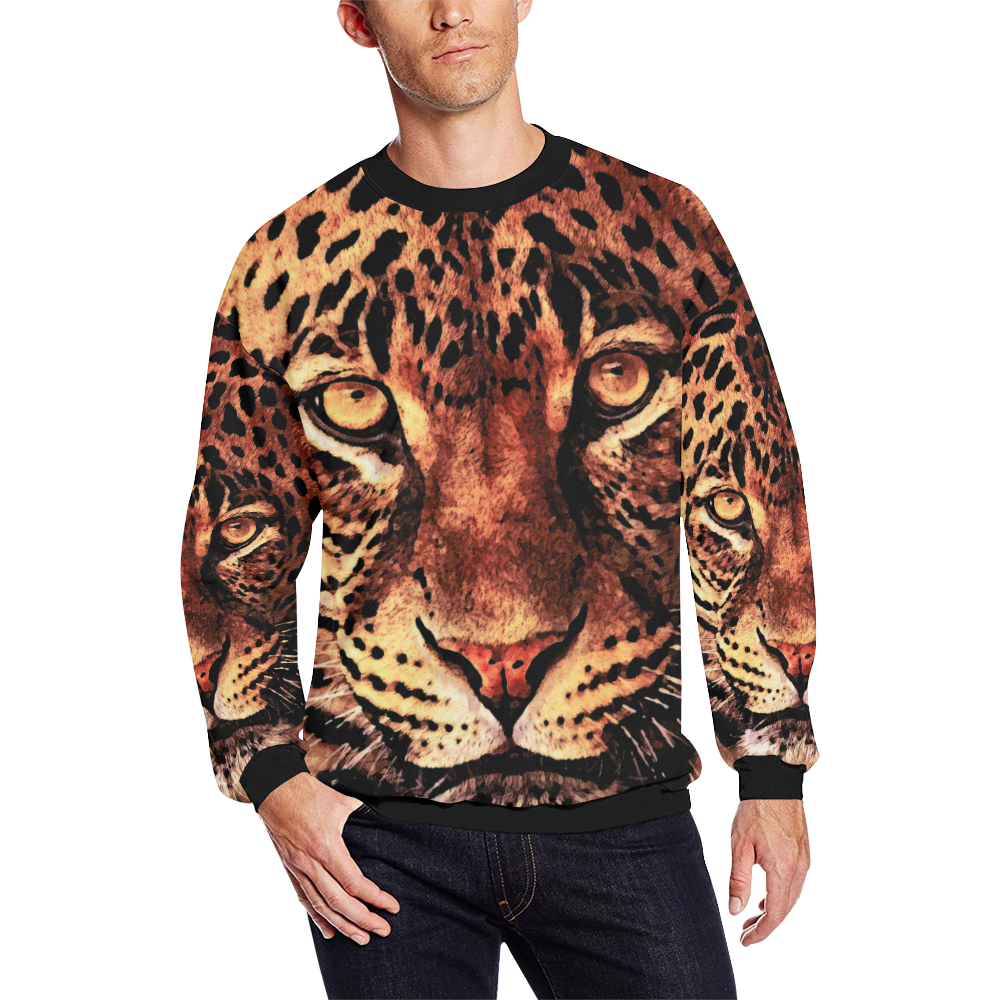 gepard leopard #gepard #leopard #cat Men's Oversized Fleece Crew Sweatshirt/Large Size(Model H18)