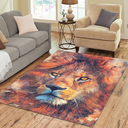 lion art #lion #animals #cat Area Rug7'x5'