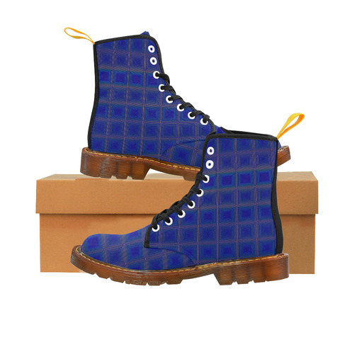 Royal blue golden multicolored multiple squares Martin Boots For Women Model 1203H