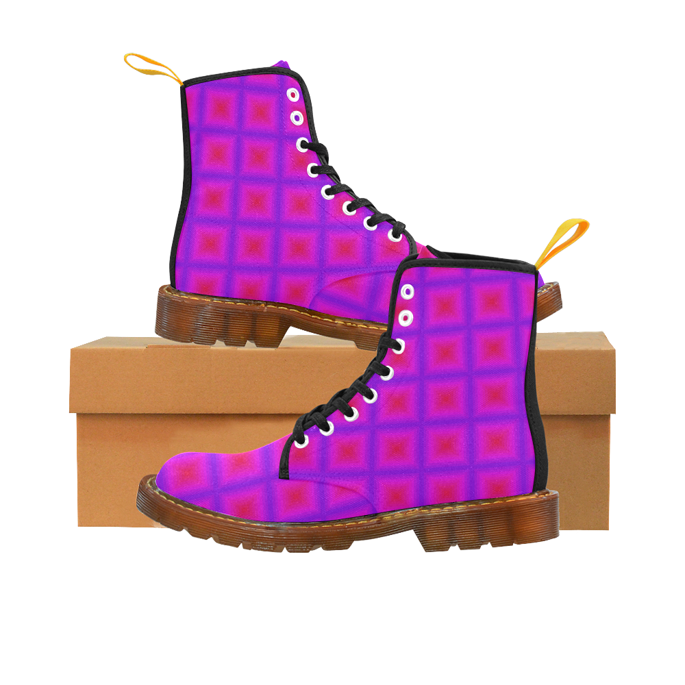 Pink purple multicolored multiple squares Martin Boots For Women Model 1203H