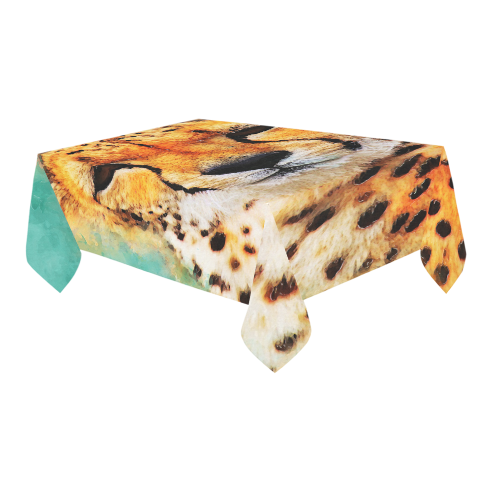 gepard leopard #gepard #leopard #cat Cotton Linen Tablecloth 60" x 90"