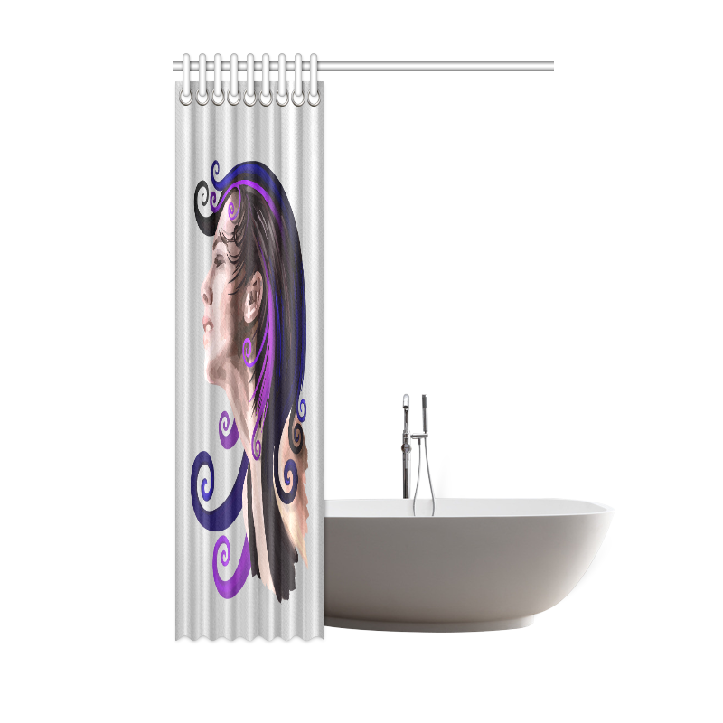 Daydreaming pretty young woman oil, purple, violet Shower Curtain 48"x72"