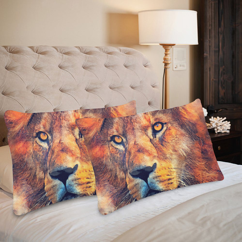 lion art #lion #animals #cat Custom Pillow Case 20"x 30" (One Side) (Set of 2)