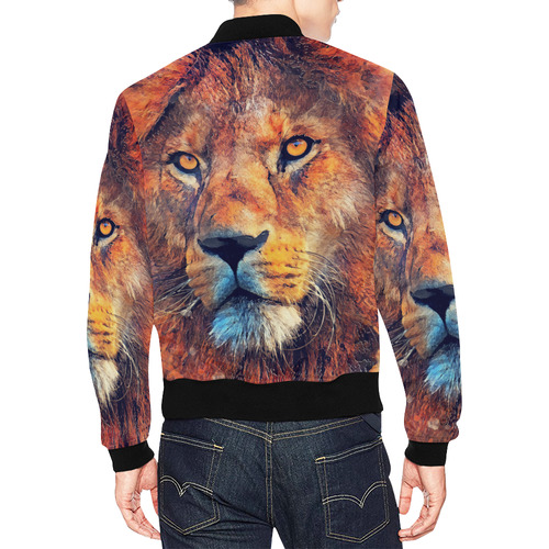 lion art #lion #animals #cat All Over Print Bomber Jacket for Men (Model H19)