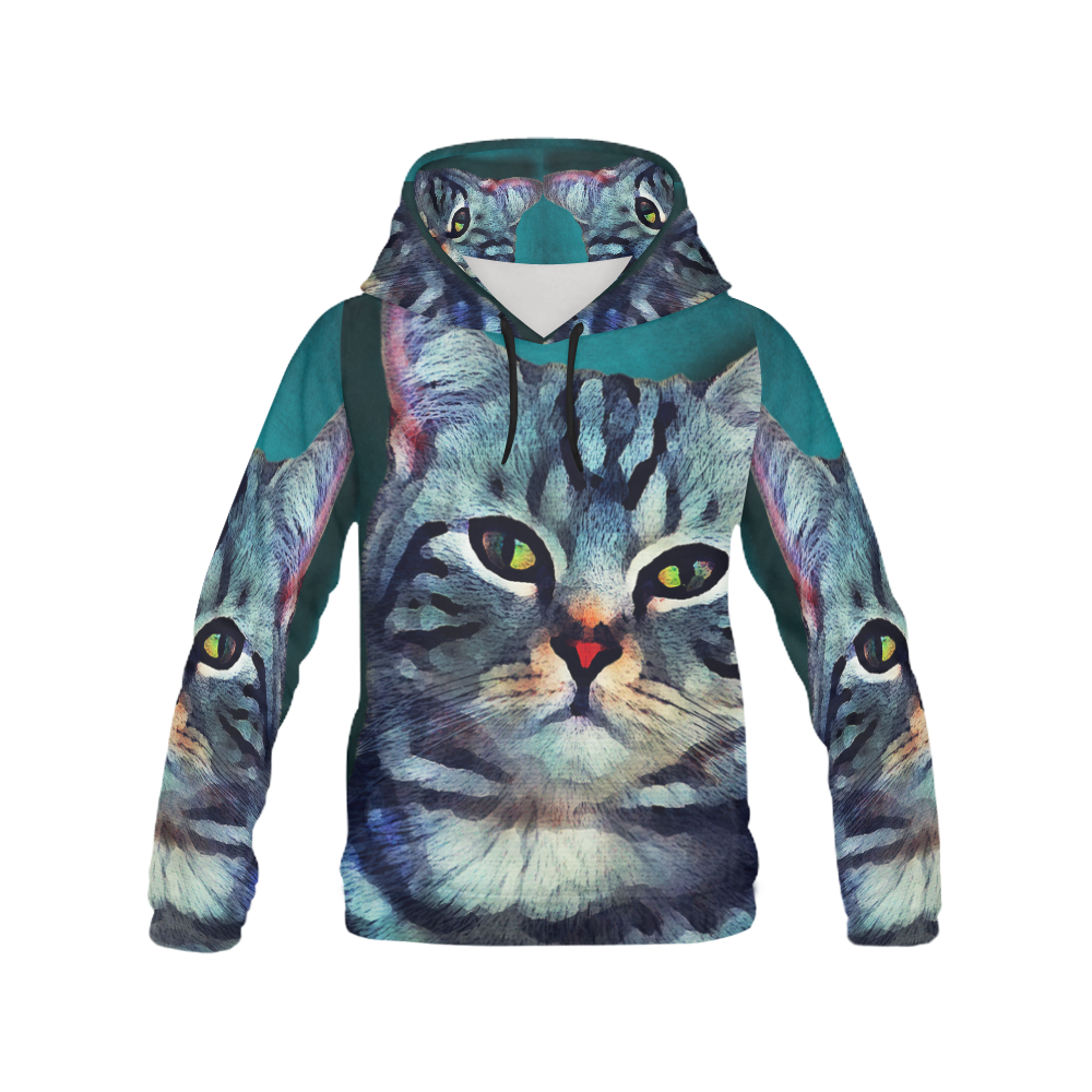 cat Bella #cat #cats #kitty All Over Print Hoodie for Men/Large Size (USA Size) (Model H13)