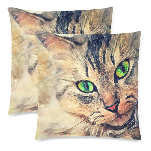 cat Pixie #cat #cats #kitty Custom Zippered Pillow Cases 18"x 18" (Twin Sides) (Set of 2)