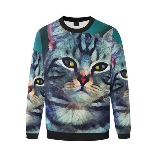 cat Bella #cat #cats #kitty Men's Oversized Fleece Crew Sweatshirt/Large Size(Model H18)