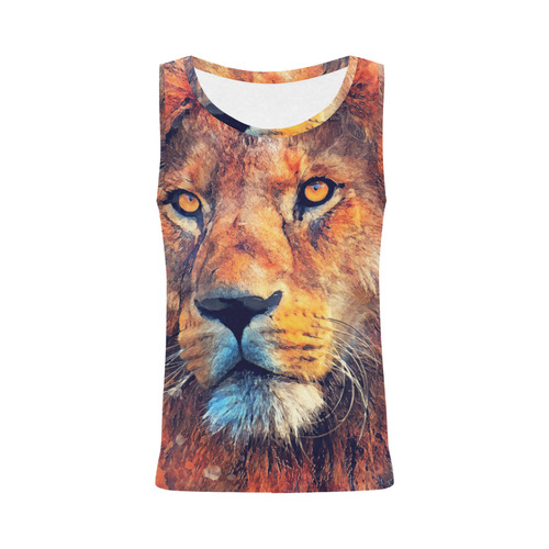 lion art #lion #animals #cat All Over Print Tank Top for Women (Model T43)