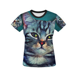 cat Bella #cat #cats #kitty All Over Print T-shirt for Women/Large Size (USA Size) (Model T40)