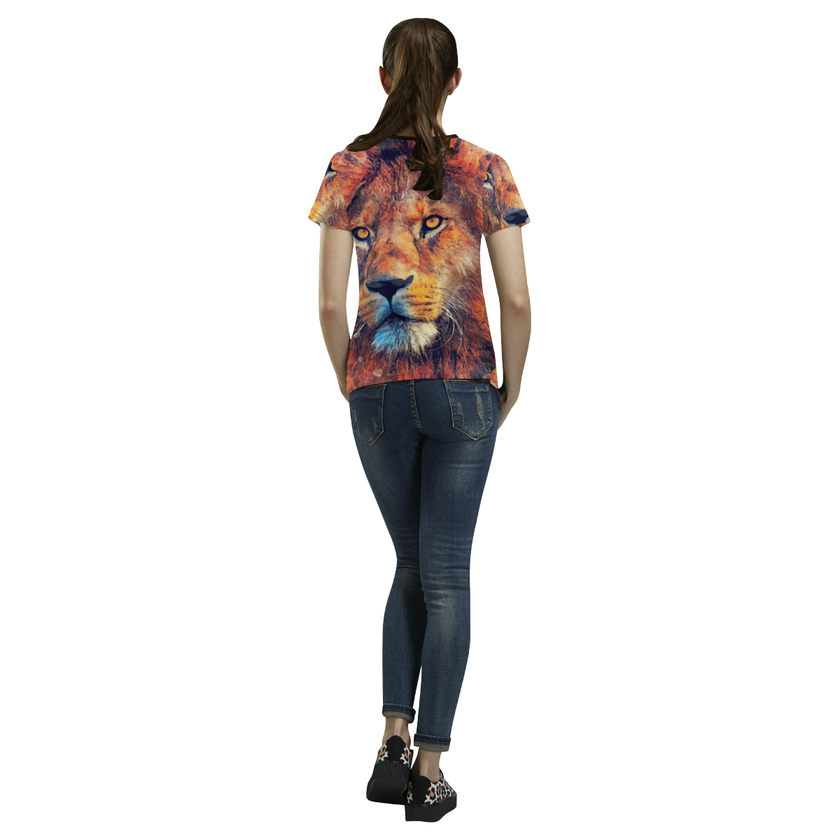 lion art #lion #animals #cat All Over Print T-shirt for Women/Large Size (USA Size) (Model T40)