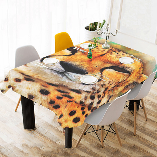 gepard leopard #gepard #leopard #cat Cotton Linen Tablecloth 60"x 104"