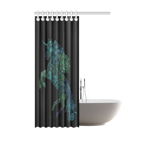 3D Psychedelic Unicorn blue and green Shower Curtain 48"x72"