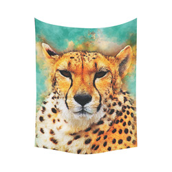 gepard leopard #gepard #leopard #cat Cotton Linen Wall Tapestry 60"x 80"