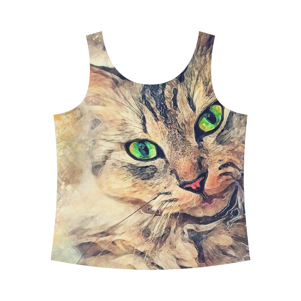 cat Pixie #cat #cats #kitty All Over Print Tank Top for Women (Model T43)