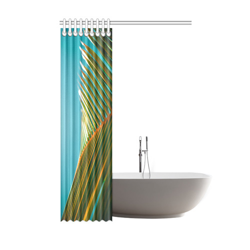 Plant leaves in orange and green with blue skies Shower Curtain 48"x72"