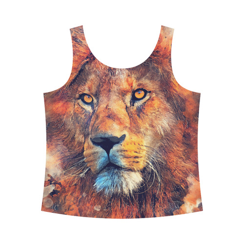 lion art #lion #animals #cat All Over Print Tank Top for Women (Model T43)