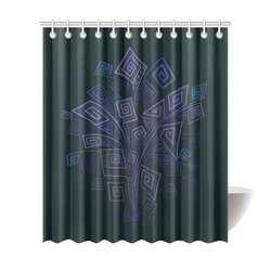 Psychedelic 3D Square Spirals - blue and violet Shower Curtain 72"x84"