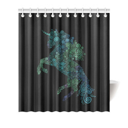 3D Psychedelic Unicorn blue and green Shower Curtain 66"x72"