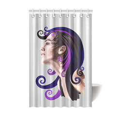 Daydreaming pretty young woman oil, purple, violet Shower Curtain 48"x72"